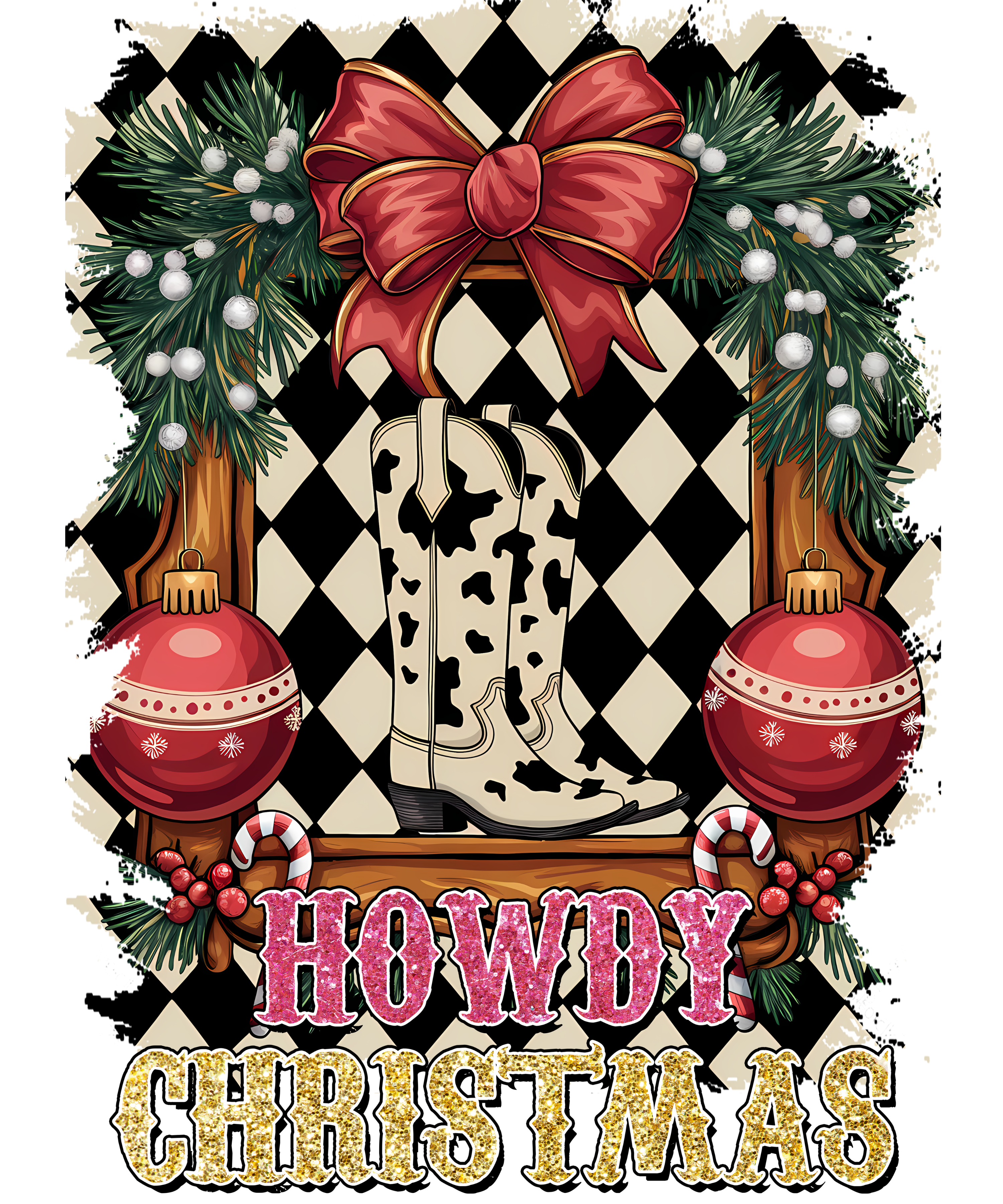 Howdy Christmas Cow Prints Boots