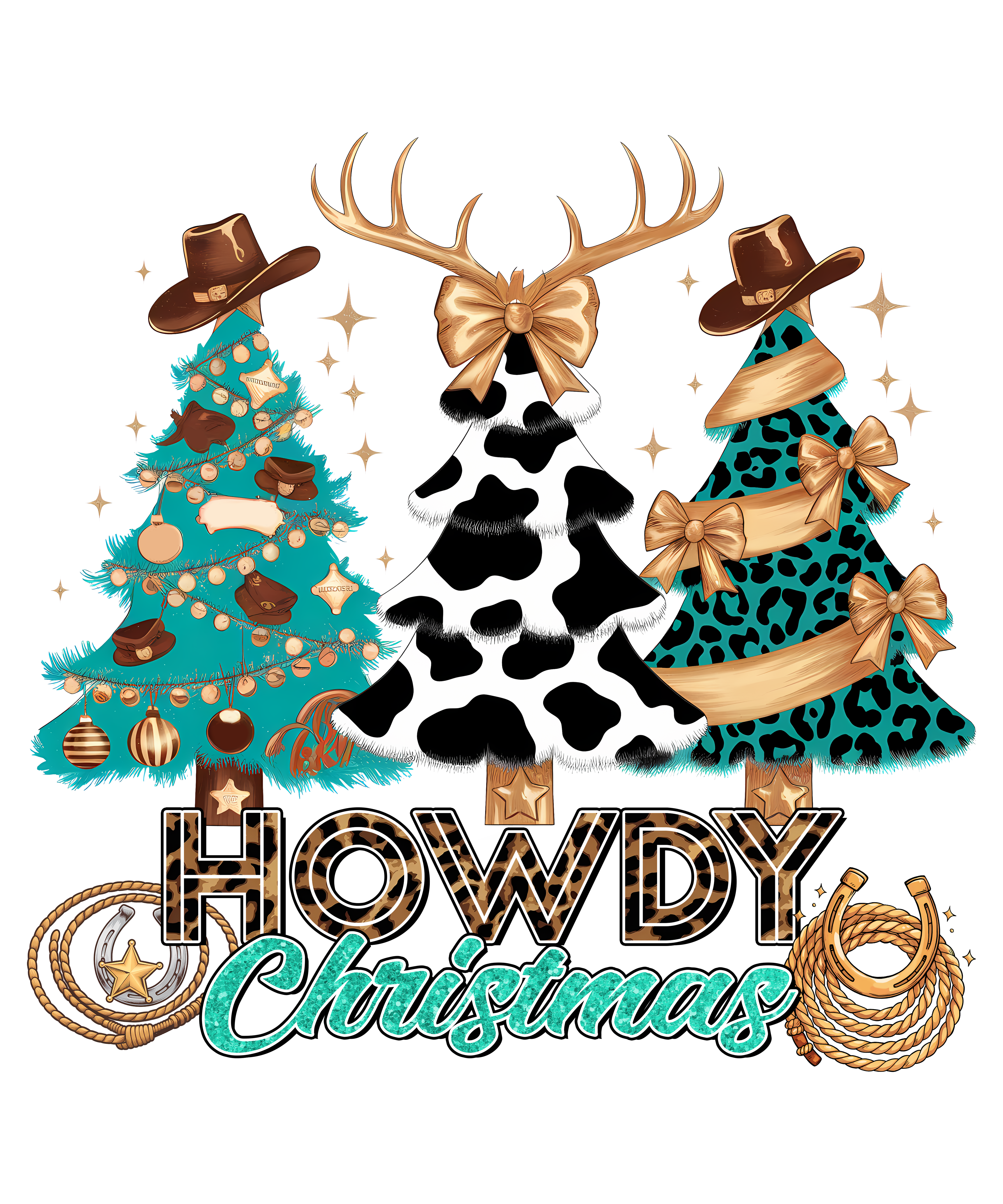 Turquoise Howdy Christmas Tree & Bows