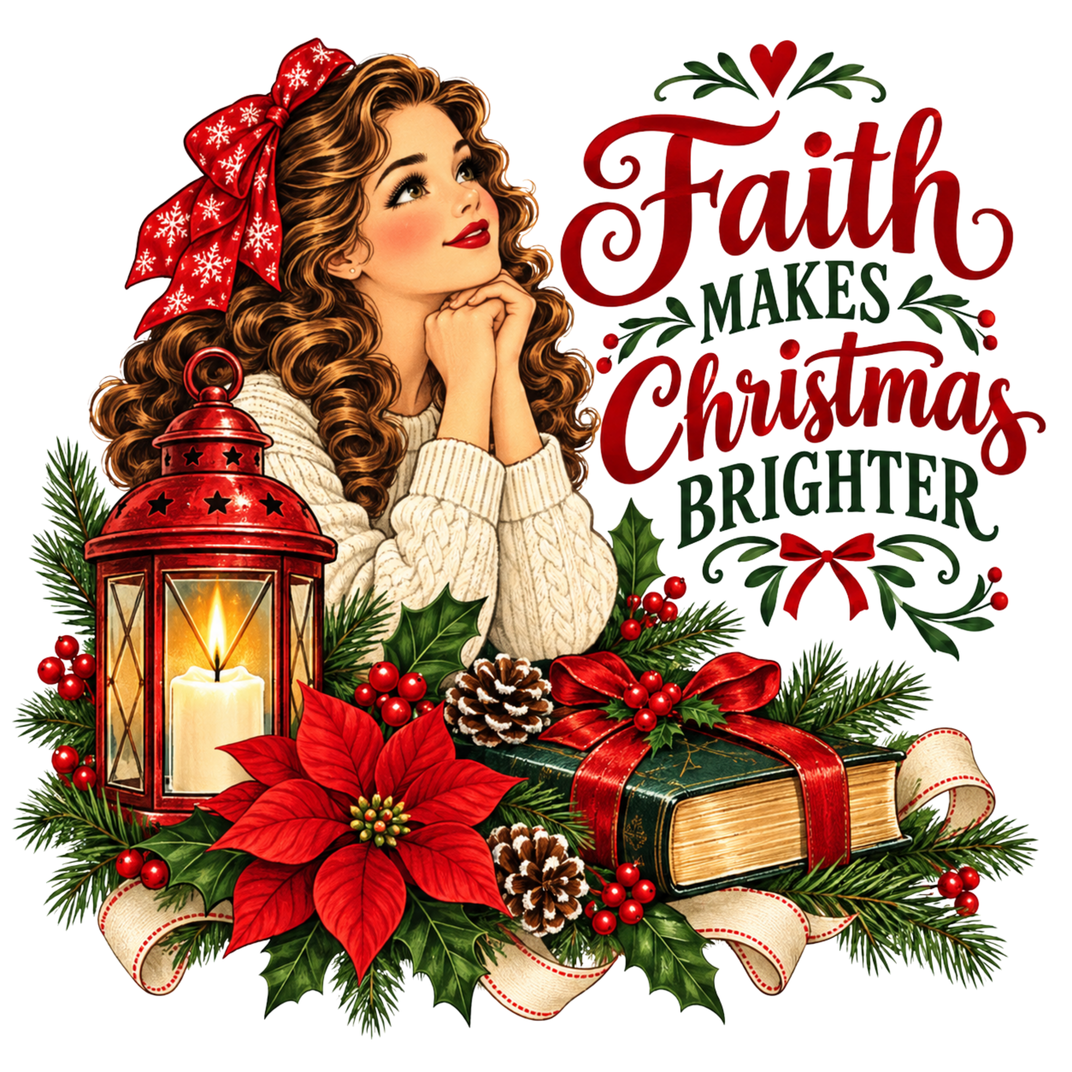 Faith Over Fear Christmas Girl