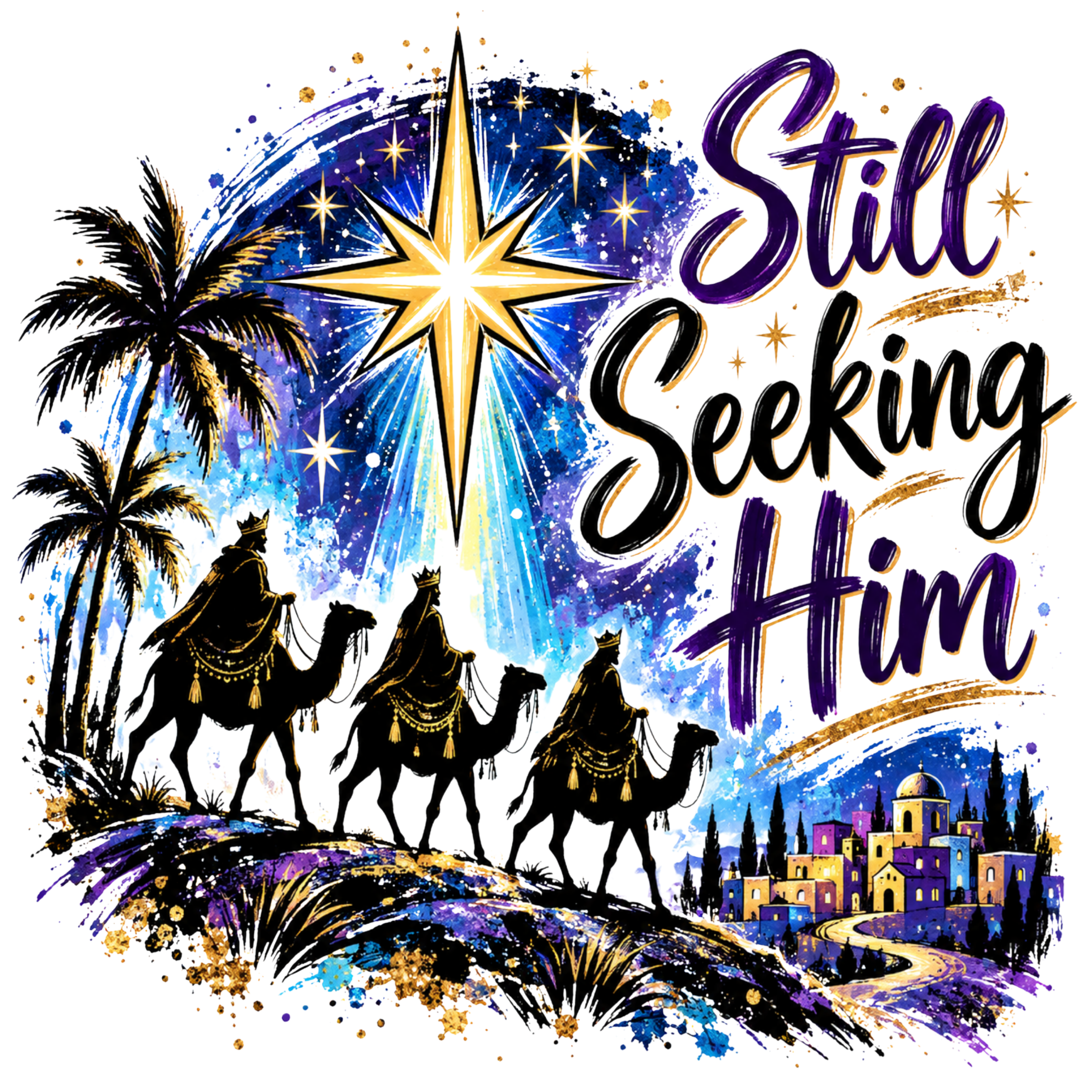 Oh Holy Night Nativity Silhouette