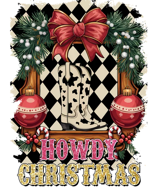 Howdy Christmas Cow Prints Boots